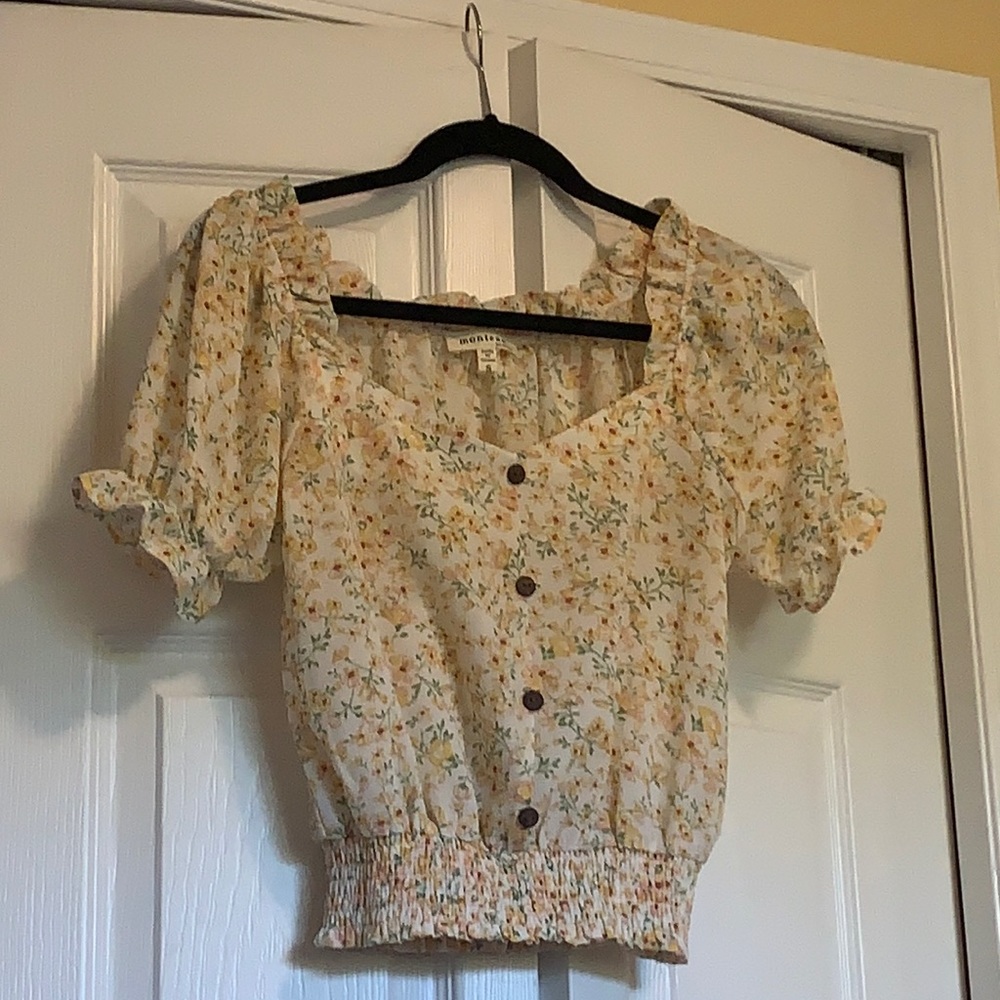 Multi pastel slight cropped shirt